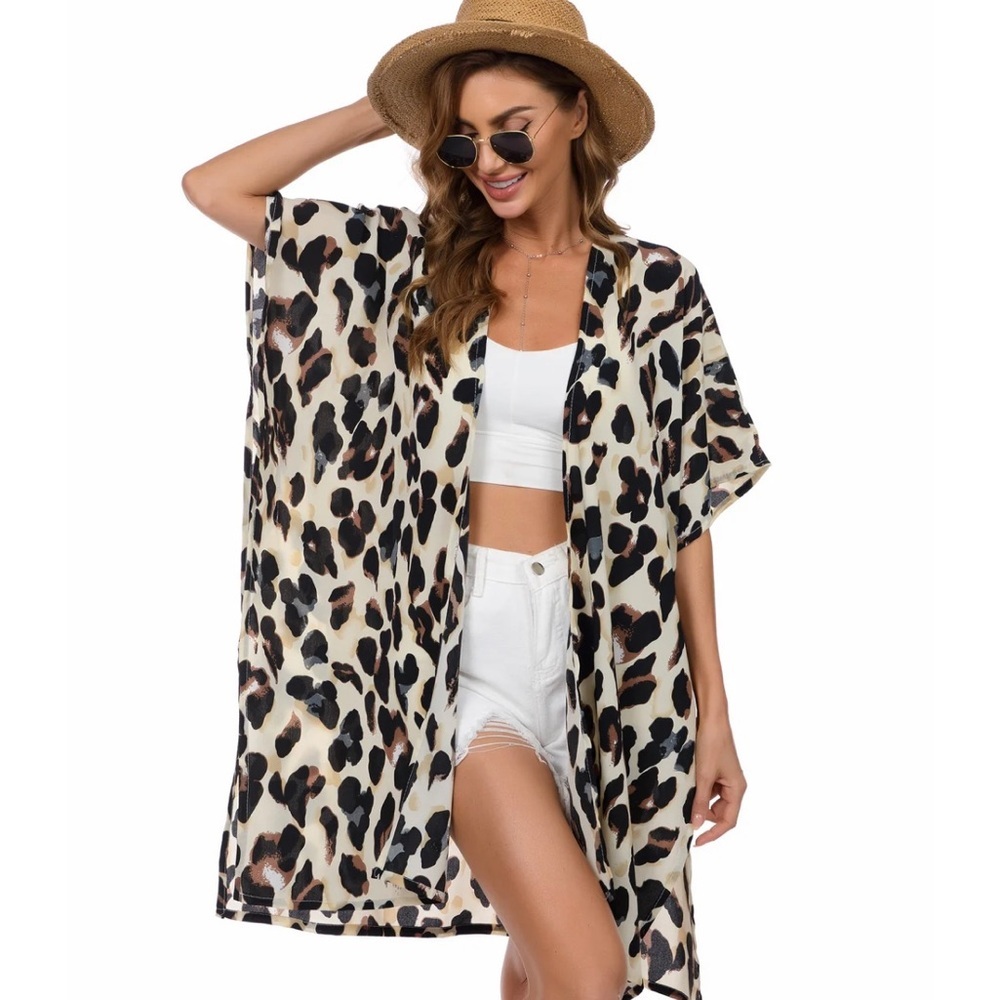 Stylish Leopard Print Women's Kimono Cover-Up